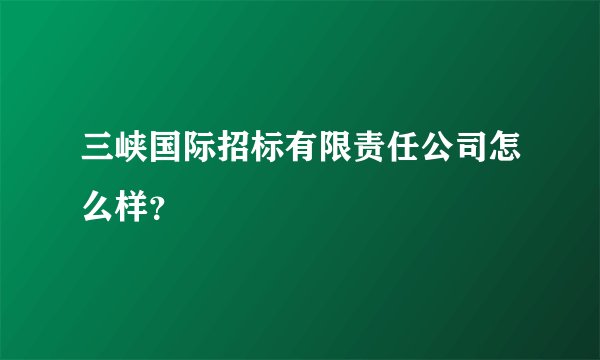 三峡国际招标有限责任公司怎么样？