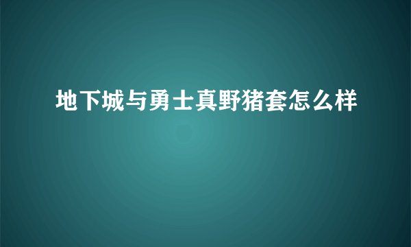 地下城与勇士真野猪套怎么样