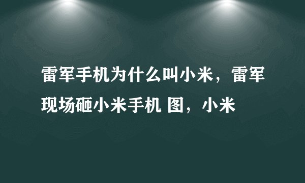 雷军手机为什么叫小米，雷军现场砸小米手机 图，小米
