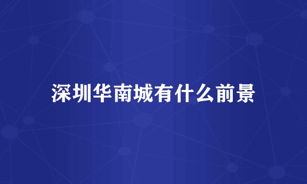 深圳华南城有什么前景