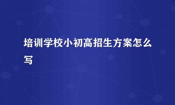 培训学校小初高招生方案怎么写
