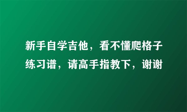 新手自学吉他，看不懂爬格子练习谱，请高手指教下，谢谢