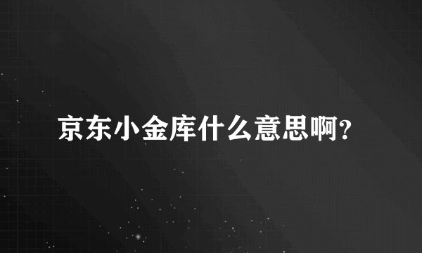 京东小金库什么意思啊？