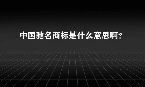 中国驰名商标是什么意思啊？