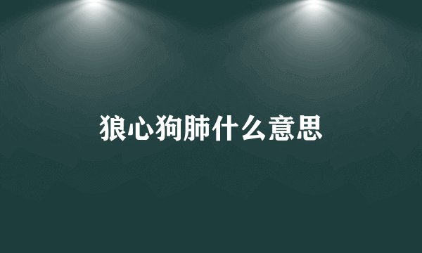 狼心狗肺什么意思