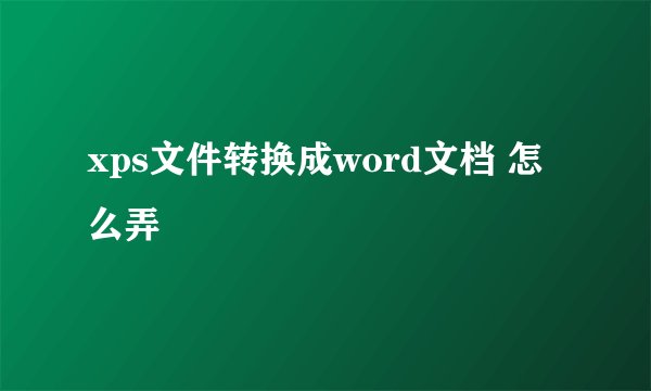 xps文件转换成word文档 怎么弄