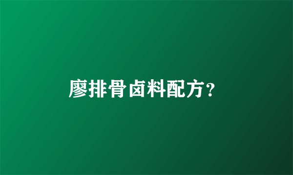 廖排骨卤料配方？