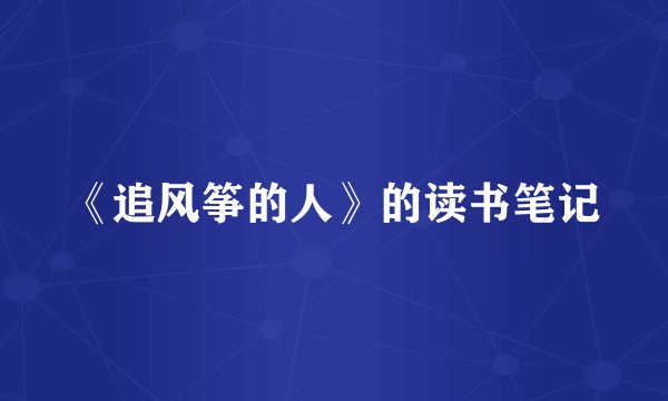 《追风筝的人》的读书笔记