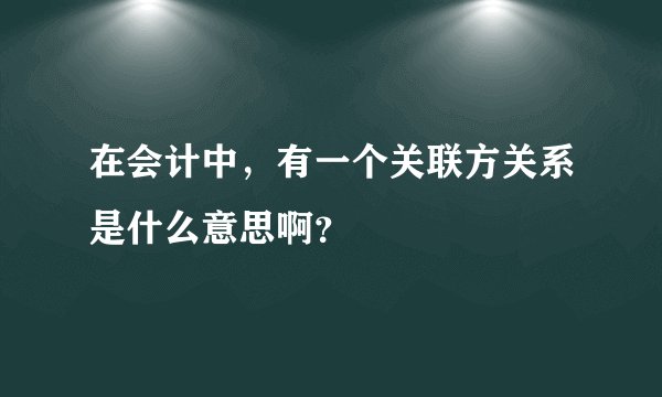 在会计中，有一个关联方关系是什么意思啊？