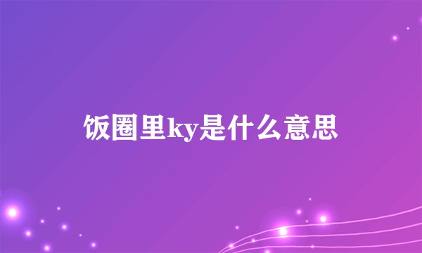 饭圈里ky是什么意思
