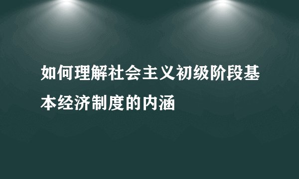 如何理解社会主义初级阶段基本经济制度的内涵