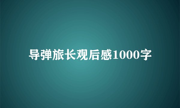导弹旅长观后感1000字