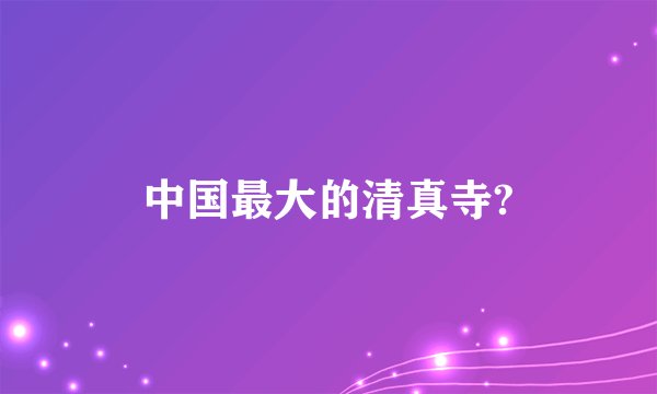 中国最大的清真寺?