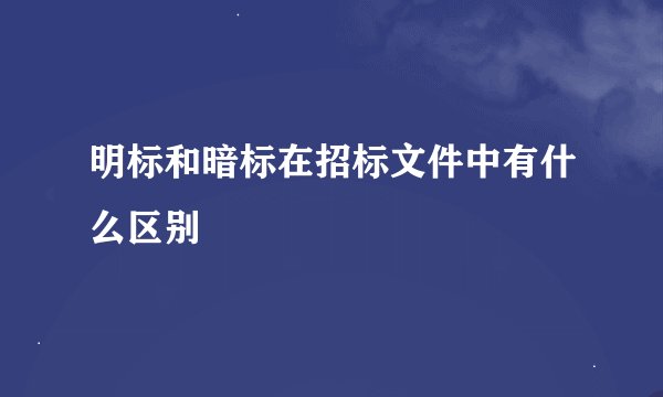 明标和暗标在招标文件中有什么区别