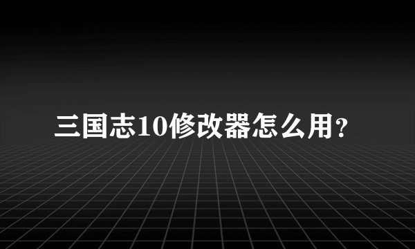 三国志10修改器怎么用？