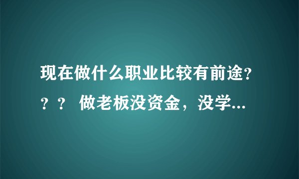 现在做什么职业比较有前途？？？ 做老板没资金，没学历！！！