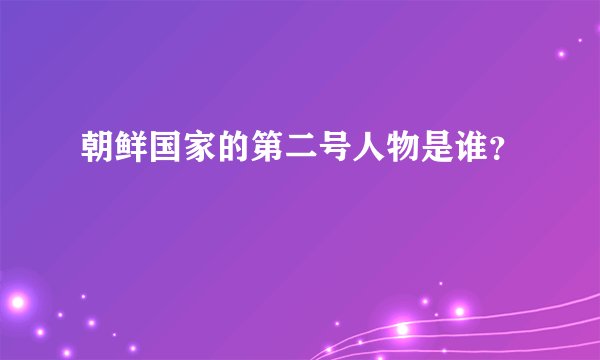 朝鲜国家的第二号人物是谁？