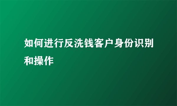 如何进行反洗钱客户身份识别和操作