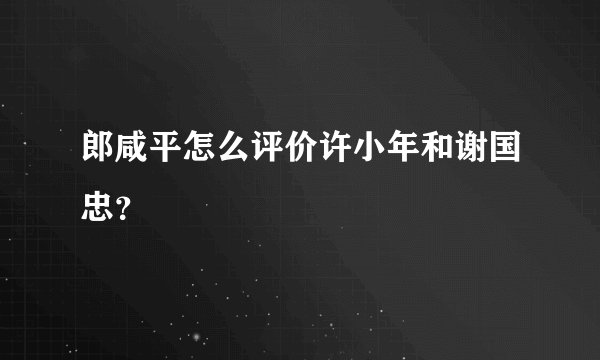 郎咸平怎么评价许小年和谢国忠？
