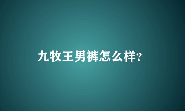 九牧王男裤怎么样？