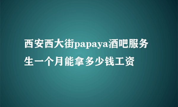 西安西大街papaya酒吧服务生一个月能拿多少钱工资