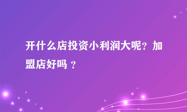 开什么店投资小利润大呢？加盟店好吗 ？