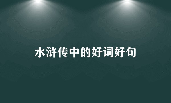 水浒传中的好词好句