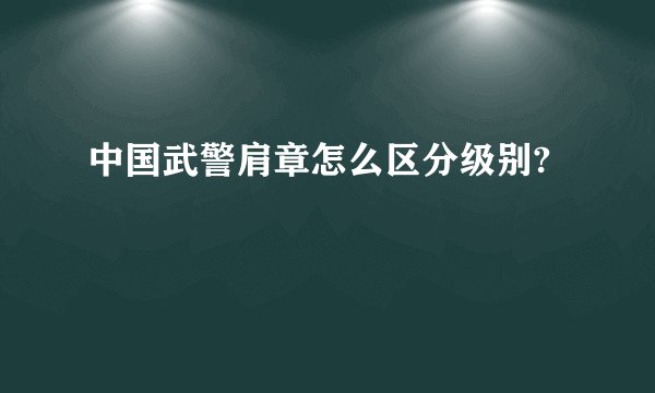中国武警肩章怎么区分级别?