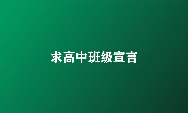 求高中班级宣言