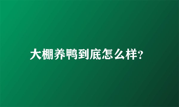 大棚养鸭到底怎么样？