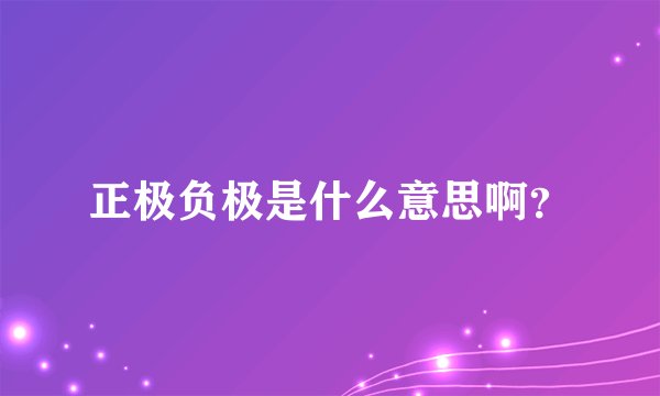 正极负极是什么意思啊？