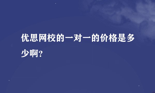 优思网校的一对一的价格是多少啊？
