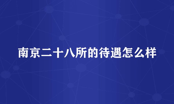 南京二十八所的待遇怎么样