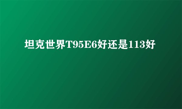 坦克世界T95E6好还是113好