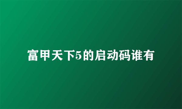 富甲天下5的启动码谁有