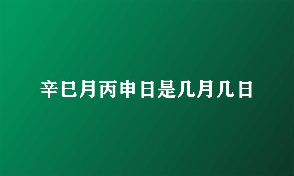 辛巳月丙申日是几月几日