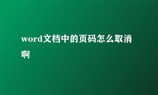 word文档中的页码怎么取消啊