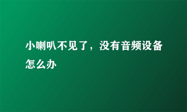 小喇叭不见了，没有音频设备怎么办