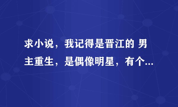求小说，我记得是晋江的 男主重生，是偶像明星，有个团队就男主和他