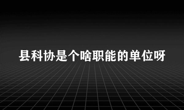县科协是个啥职能的单位呀