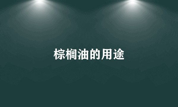 棕榈油的用途