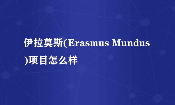 伊拉莫斯(Erasmus Mundus)项目怎么样