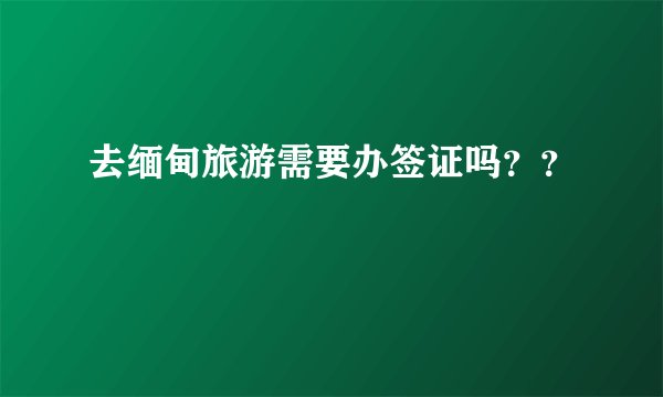 去缅甸旅游需要办签证吗？？