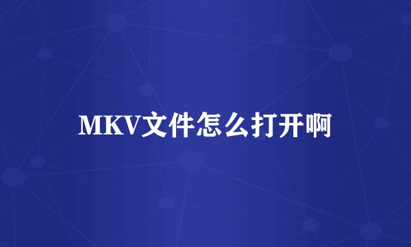 MKV文件怎么打开啊