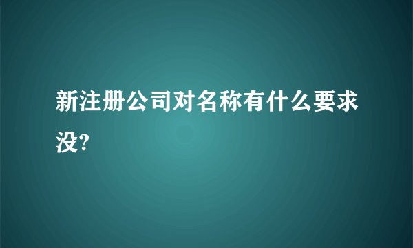 新注册公司对名称有什么要求没?
