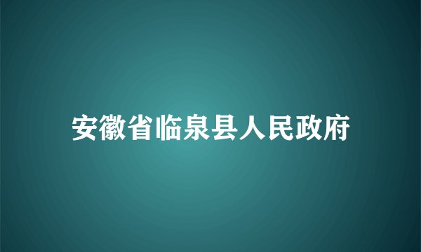 安徽省临泉县人民政府