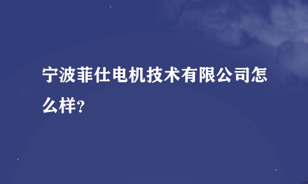 宁波菲仕电机技术有限公司怎么样？
