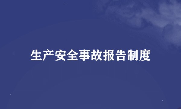 生产安全事故报告制度
