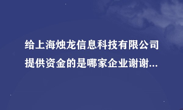 给上海烛龙信息科技有限公司提供资金的是哪家企业谢谢了，大神帮忙啊
