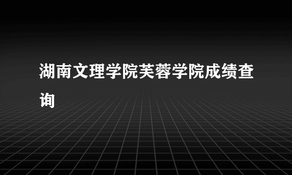 湖南文理学院芙蓉学院成绩查询